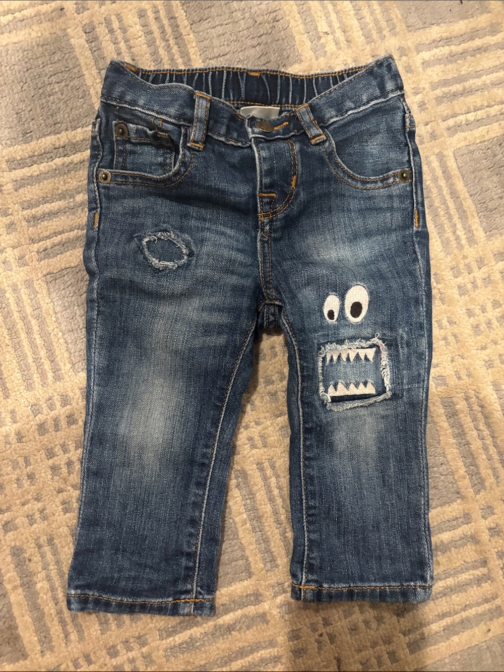 GAP Toddler Dark Blue Denim Jeans with Monster Patch